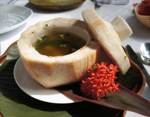 young coconut and prawn soup